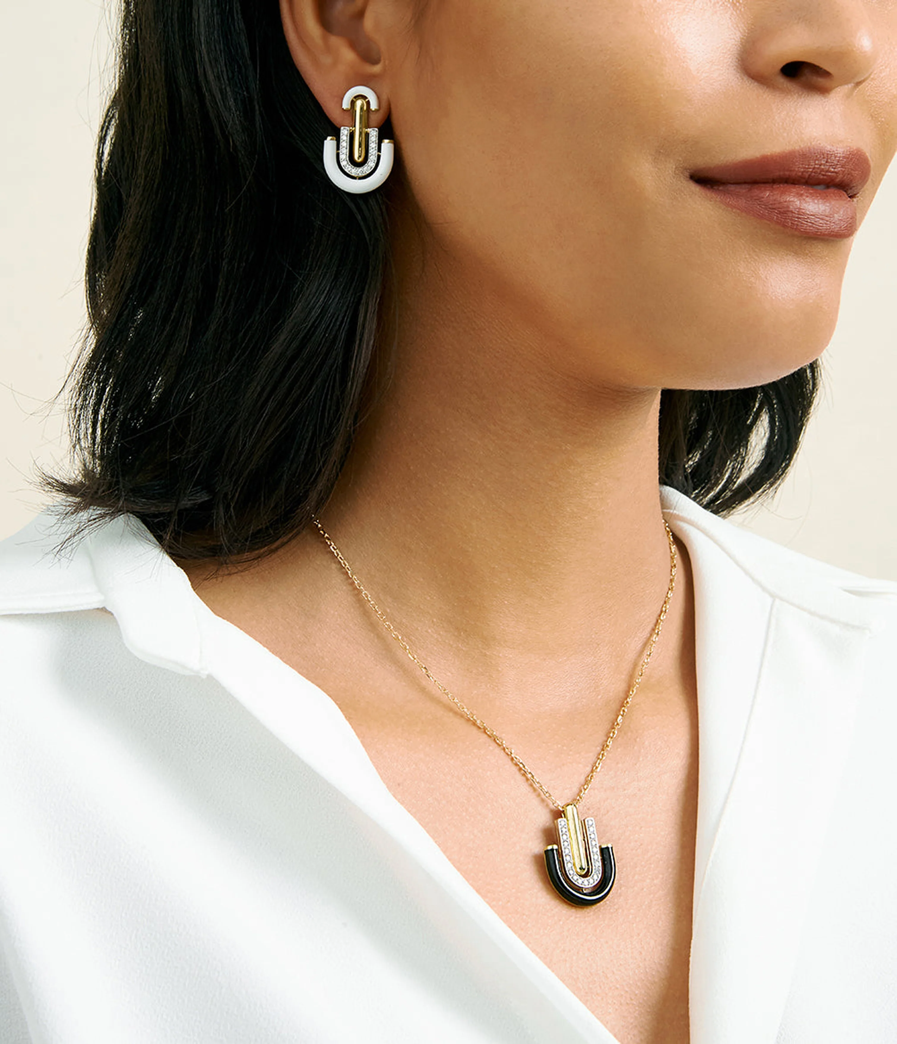 Unity Earrings, Black Enamel - Image 3